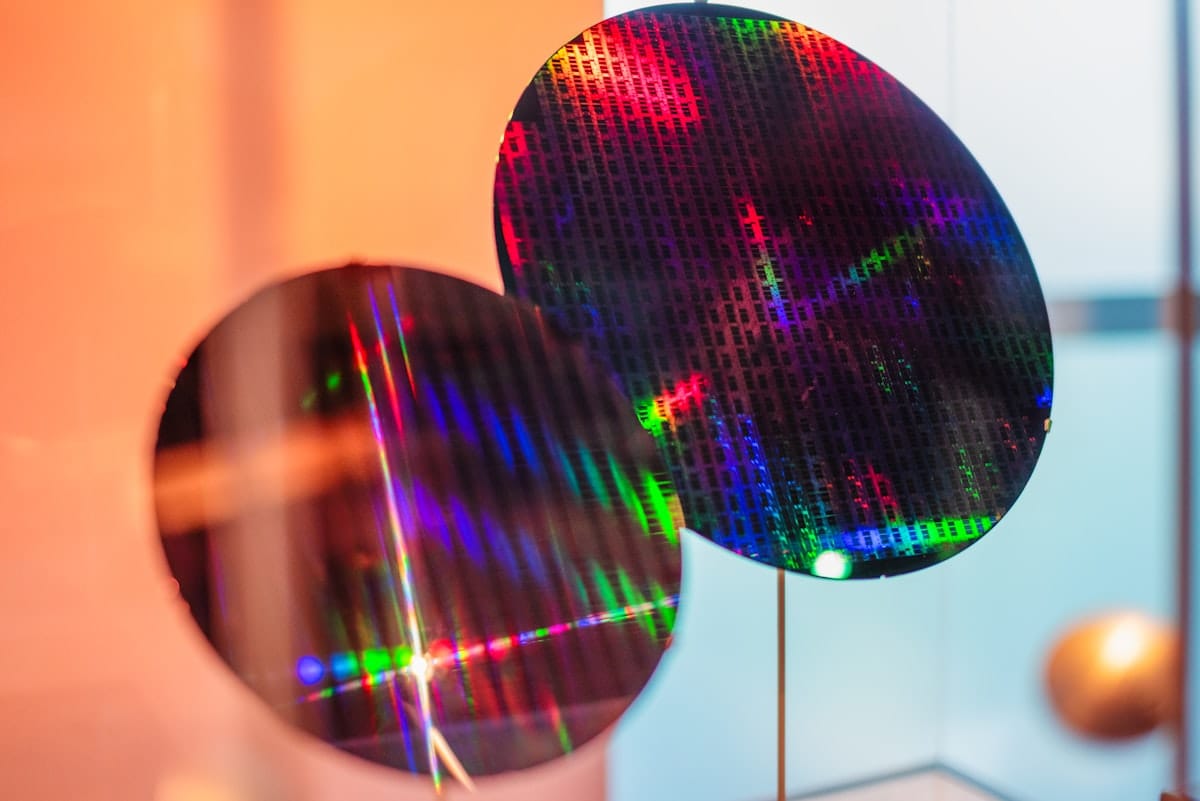 A processed silicon wafer